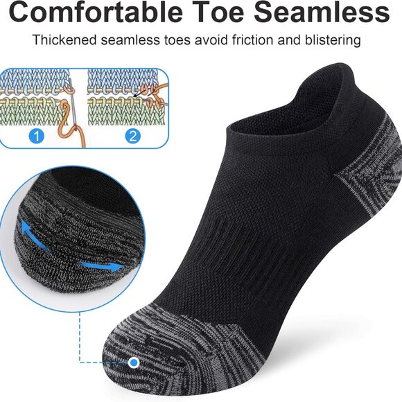 Women's Ankle Socks for Athletics 5-Pack Breathable Cotton with Arch Support - Picture 4 of 7